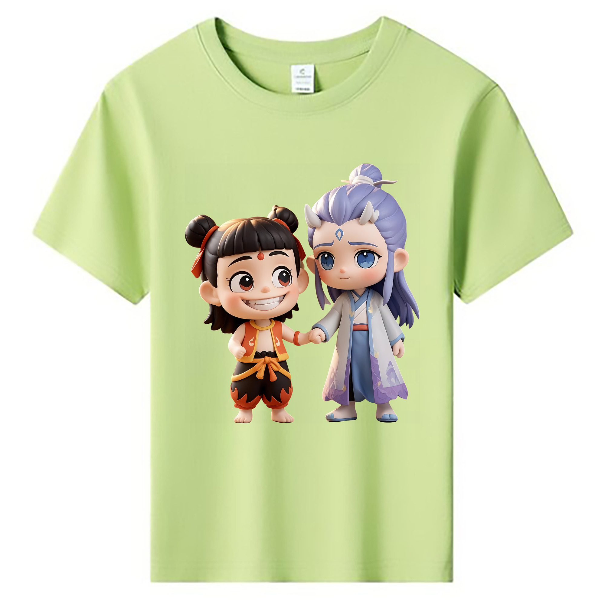 （画像用） Ne Zha 2 ナタ 魔童の大暴れ 綿100％キッズTシャツ（フロントプリント）